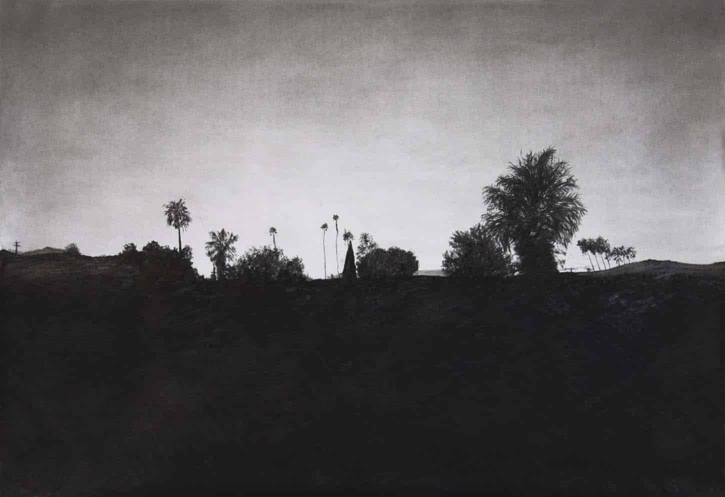 Maxime Duveau, Sunset view, 2015, fusain sur papier, 120 x 80 cm