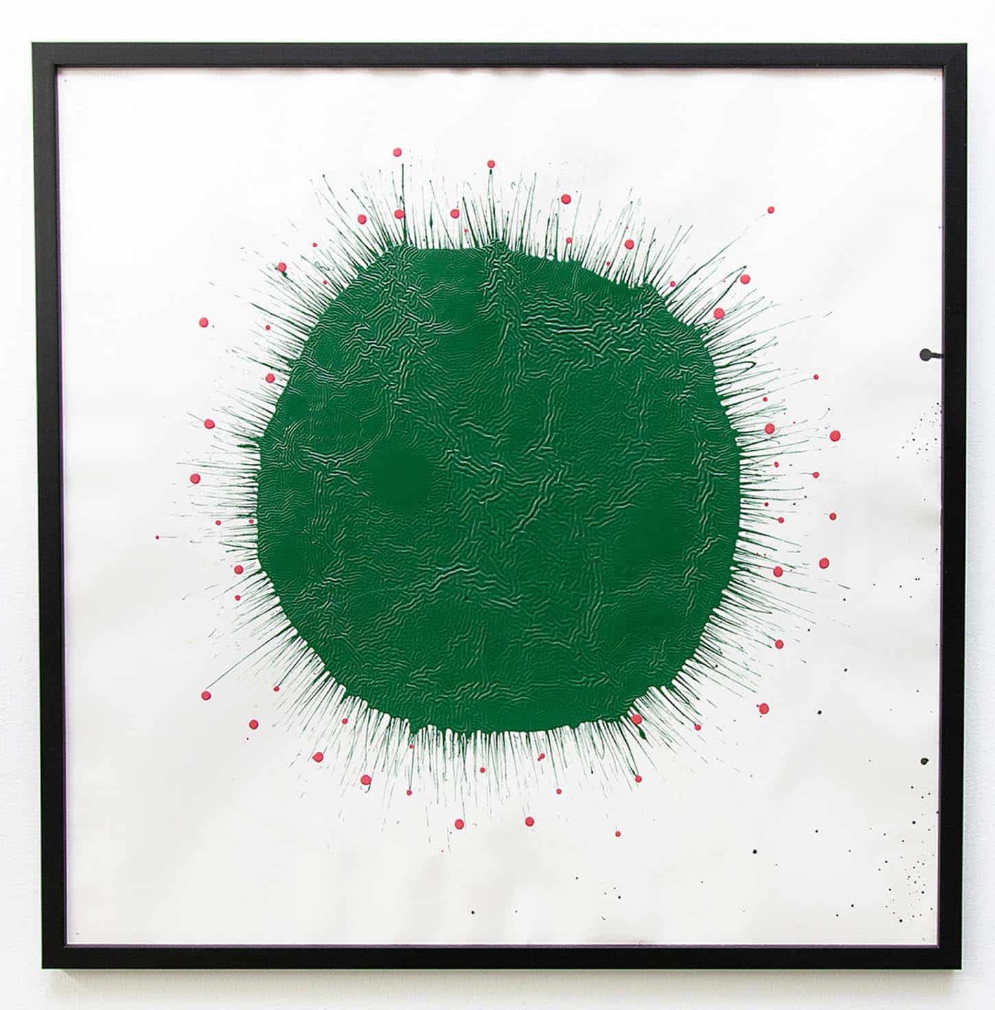 Stéphane Steiner, Sans titre (Green stain), 2005, acrylique et encre sur papier, 57 x 57 cm