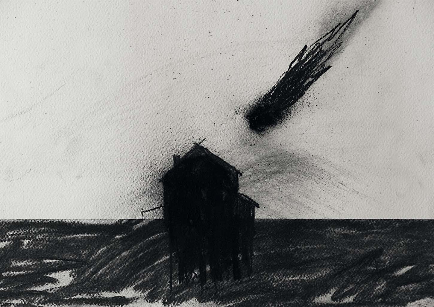 Eglé Vismanté, Faits ordinaires, 2019, fusain et pigment noir sur papier, 30x45cm