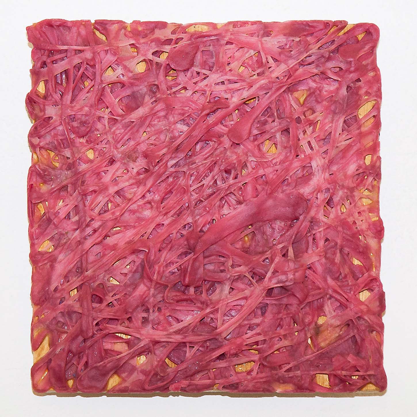 Dominique Figarella, Sans titre, 2013Chewing-gum sur bois, 18 x 18 cm